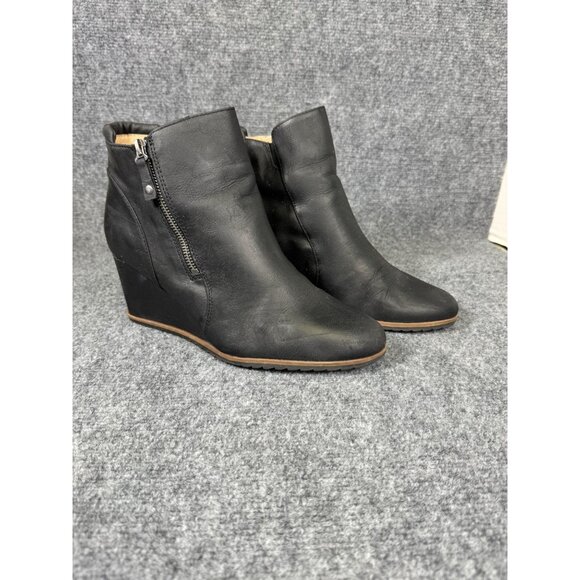 Naturalizer Soul Haley Women’s 11M Black Faux Leather Wedge Ankle Boots Side Zip - Picture 1 of 16